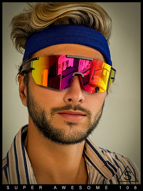Mens Color Mirror Polarized Plastic Sport Wrap MTB Plastic Sunglasses