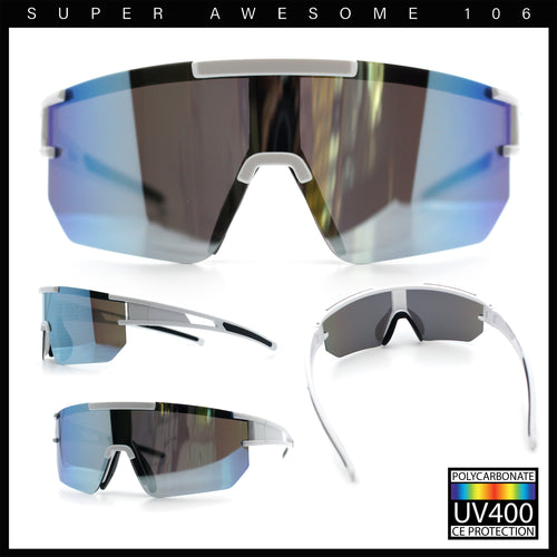 Mens Color Mirror Polarized Plastic Sport Wrap MTB Plastic Sunglasses