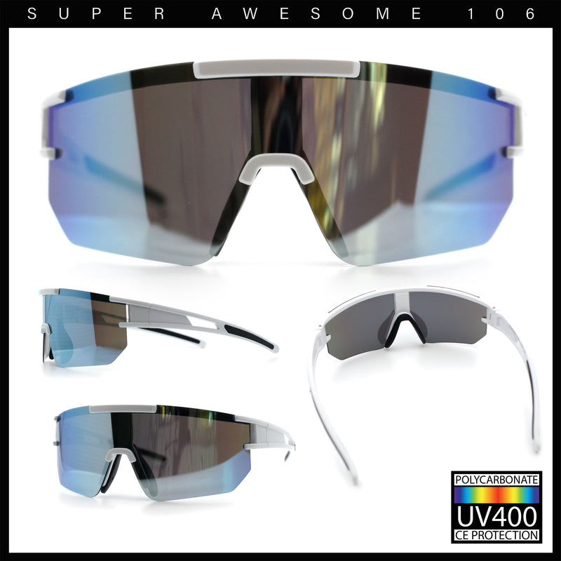Mens Color Mirror Polarized Plastic Sport Wrap MTB Plastic Sunglasses