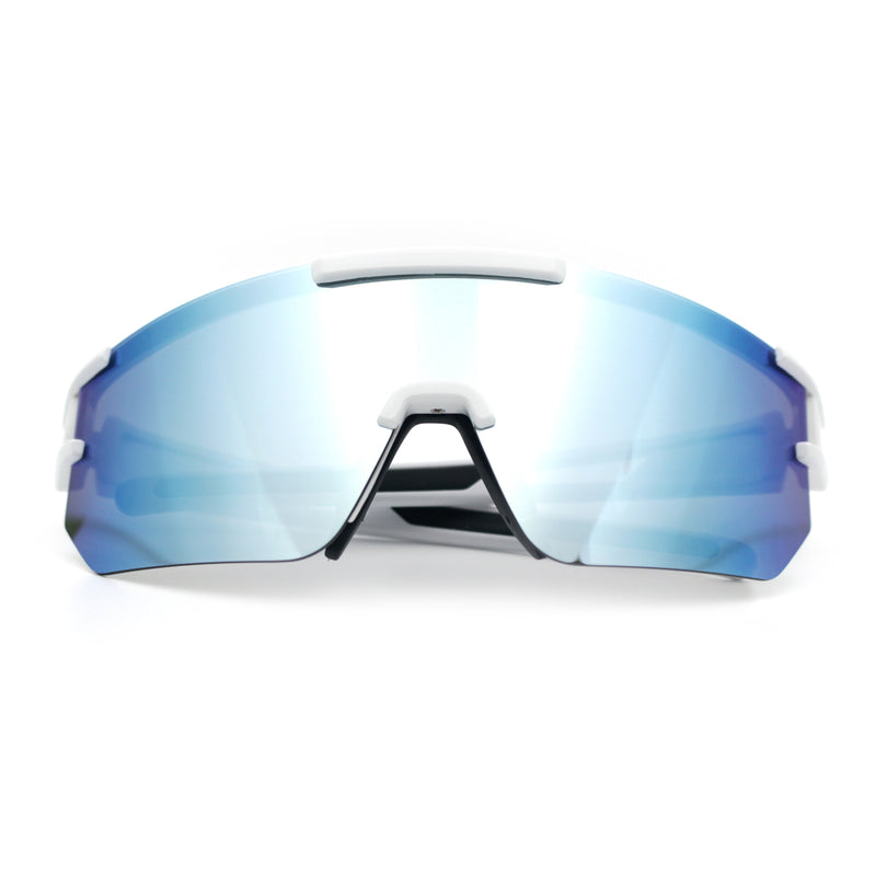 Mens Color Mirror Polarized Plastic Sport Wrap MTB Plastic Sunglasses