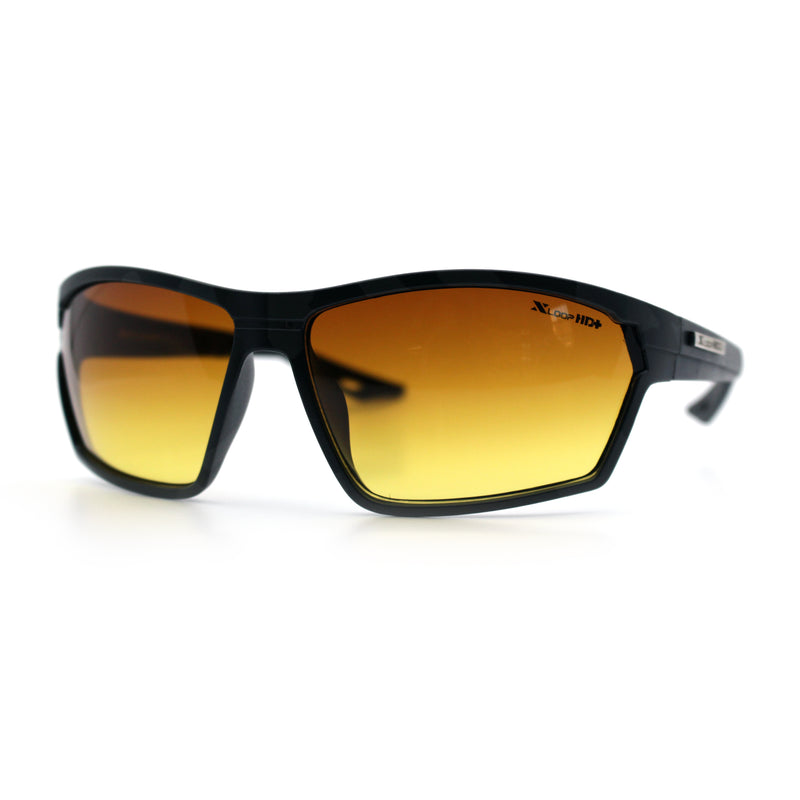Xloop Mens HD+ Night Driving Amber Lens Wrap Around Sport Plastic Sunglasses