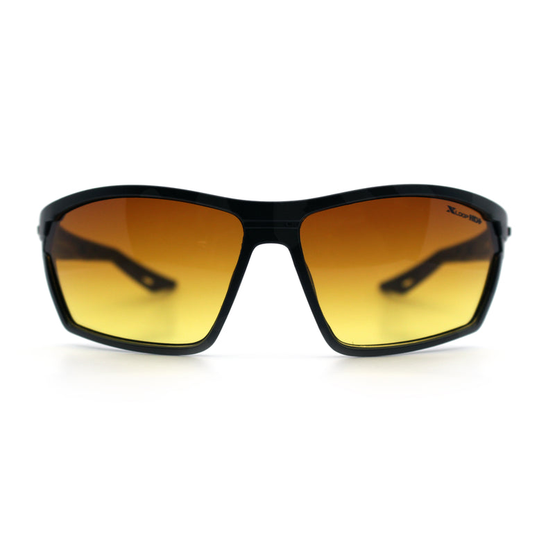 Xloop Mens HD+ Night Driving Amber Lens Wrap Around Sport Plastic Sunglasses