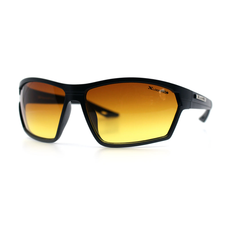Xloop Mens HD+ Night Driving Amber Lens Wrap Around Sport Plastic Sunglasses