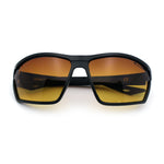 Xloop Mens HD+ Night Driving Amber Lens Wrap Around Sport Plastic Sunglasses