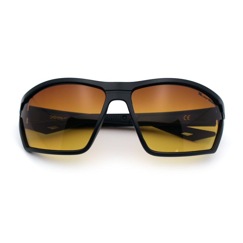Xloop Mens HD+ Night Driving Amber Lens Wrap Around Sport Plastic Sunglasses