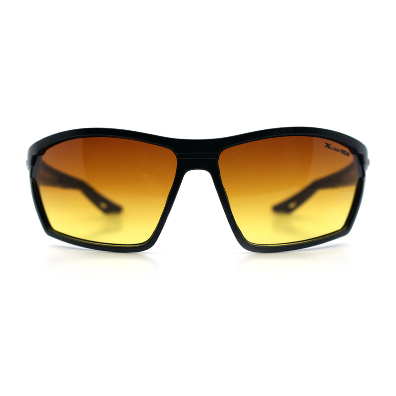 Xloop Mens HD+ Night Driving Amber Lens Wrap Around Sport Plastic Sunglasses