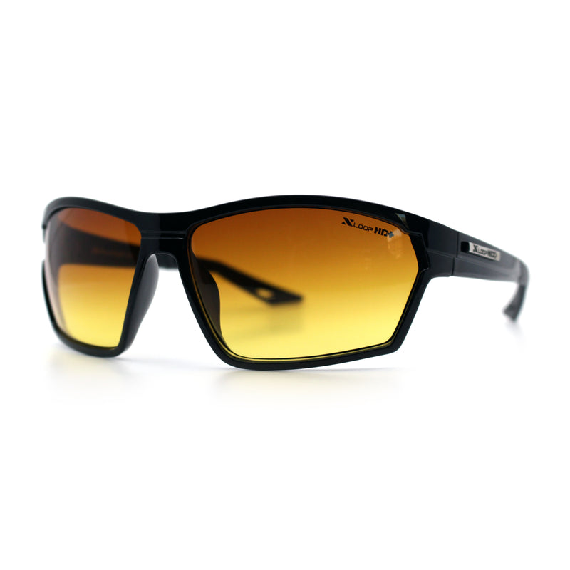 Xloop Mens HD+ Night Driving Amber Lens Wrap Around Sport Plastic Sunglasses