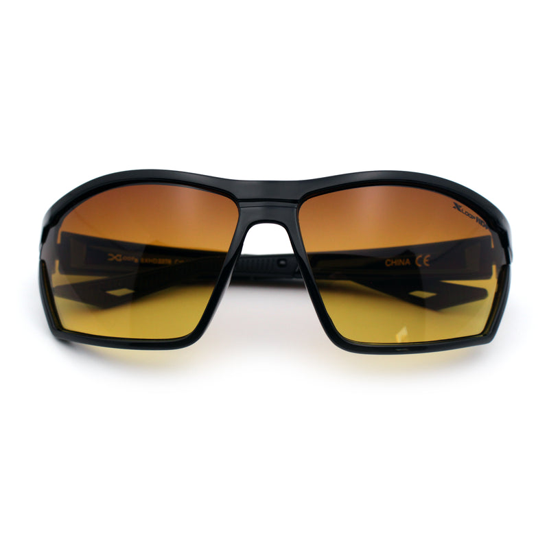 Xloop Mens HD+ Night Driving Amber Lens Wrap Around Sport Plastic Sunglasses