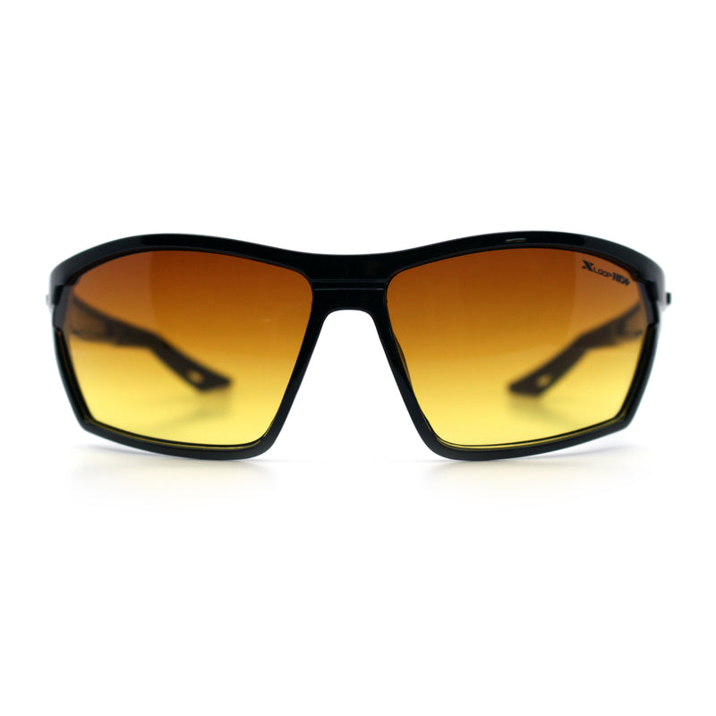Xloop Mens HD+ Night Driving Amber Lens Wrap Around Sport Plastic Sunglasses