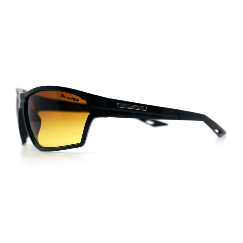 Xloop Mens HD+ Night Driving Amber Lens Wrap Around Sport Plastic Sunglasses