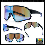 Mens Mirrored Classic Oversized Shield Windbreaker Wrap Plastic Sport Sunglasses
