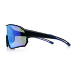 Mens Mirrored Classic Oversized Shield Windbreaker Wrap Plastic Sport Sunglasses