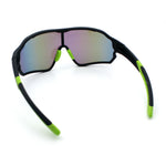 Mens Mirrored Classic Oversized Shield Windbreaker Wrap Plastic Sport Sunglasses