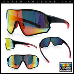 Mens Mirrored Classic Oversized Shield Windbreaker Wrap Plastic Sport Sunglasses