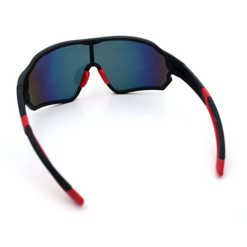 Mens Mirrored Classic Oversized Shield Windbreaker Wrap Plastic Sport Sunglasses
