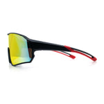 Mens Mirrored Classic Oversized Shield Windbreaker Wrap Plastic Sport Sunglasses