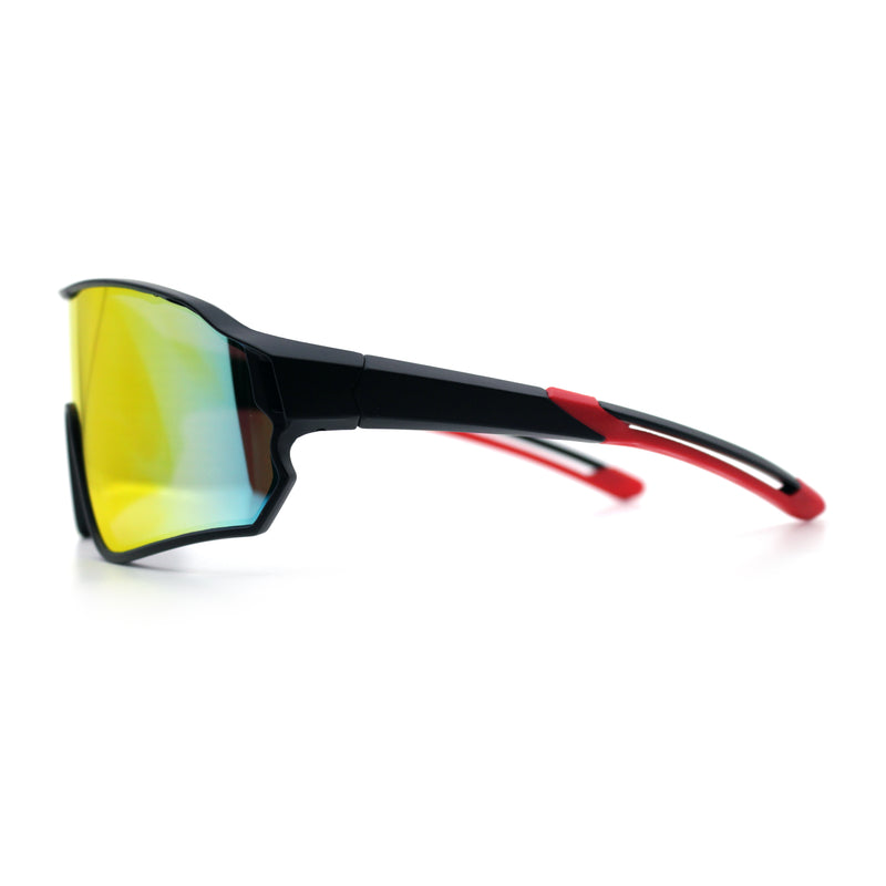 Mens Mirrored Classic Oversized Shield Windbreaker Wrap Plastic Sport Sunglasses