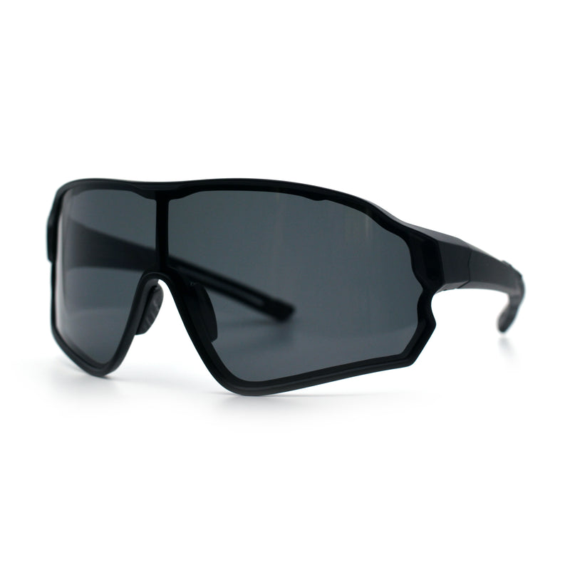 Mens Mirrored Classic Oversized Shield Windbreaker Wrap Plastic Sport Sunglasses