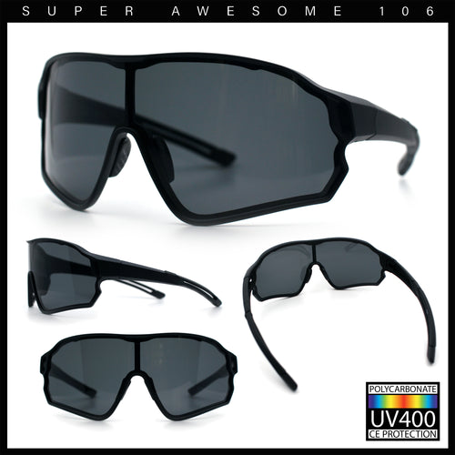 Mens Mirrored Classic Oversized Shield Windbreaker Wrap Plastic Sport Sunglasses