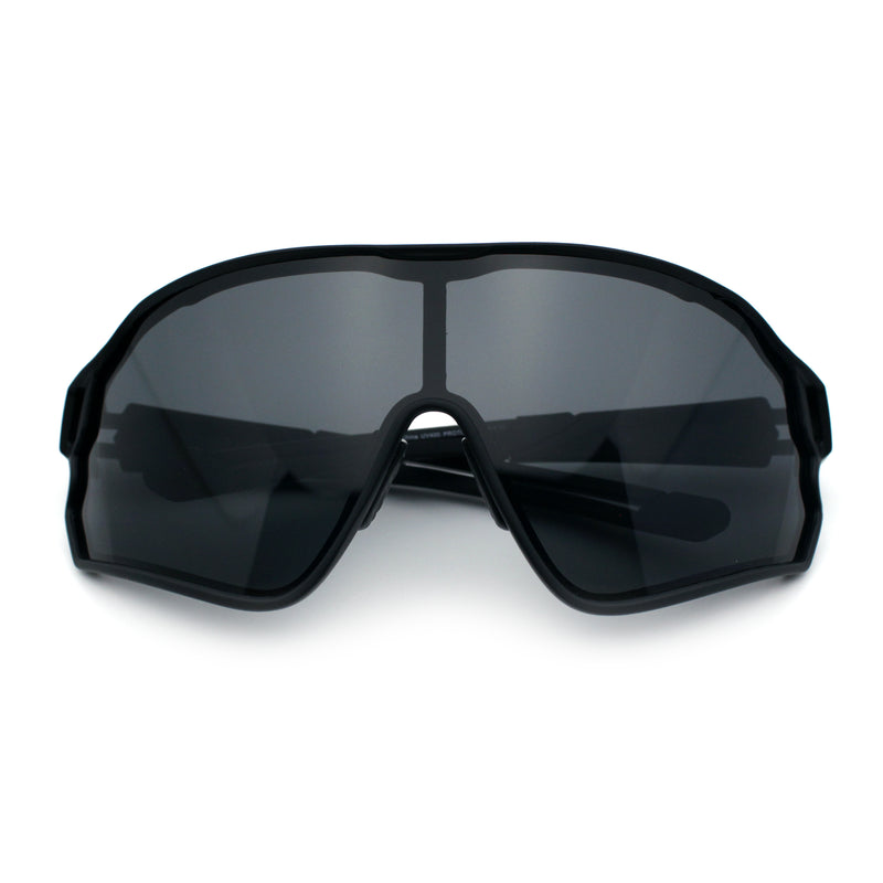 Mens Mirrored Classic Oversized Shield Windbreaker Wrap Plastic Sport Sunglasses