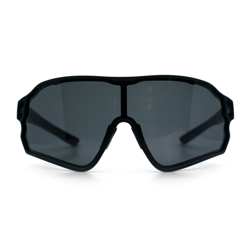Mens Mirrored Classic Oversized Shield Windbreaker Wrap Plastic Sport Sunglasses
