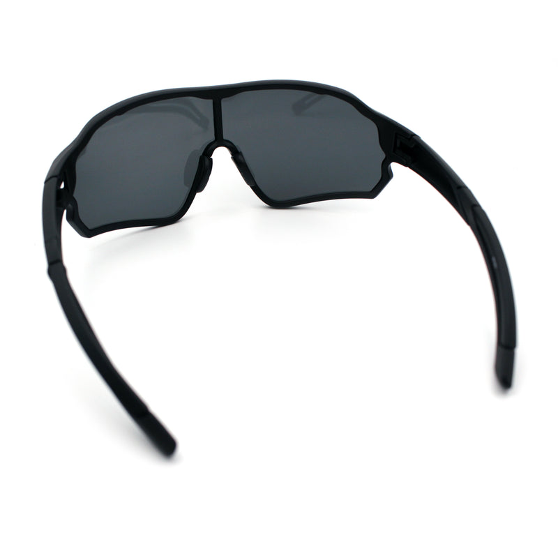 Mens Mirrored Classic Oversized Shield Windbreaker Wrap Plastic Sport Sunglasses