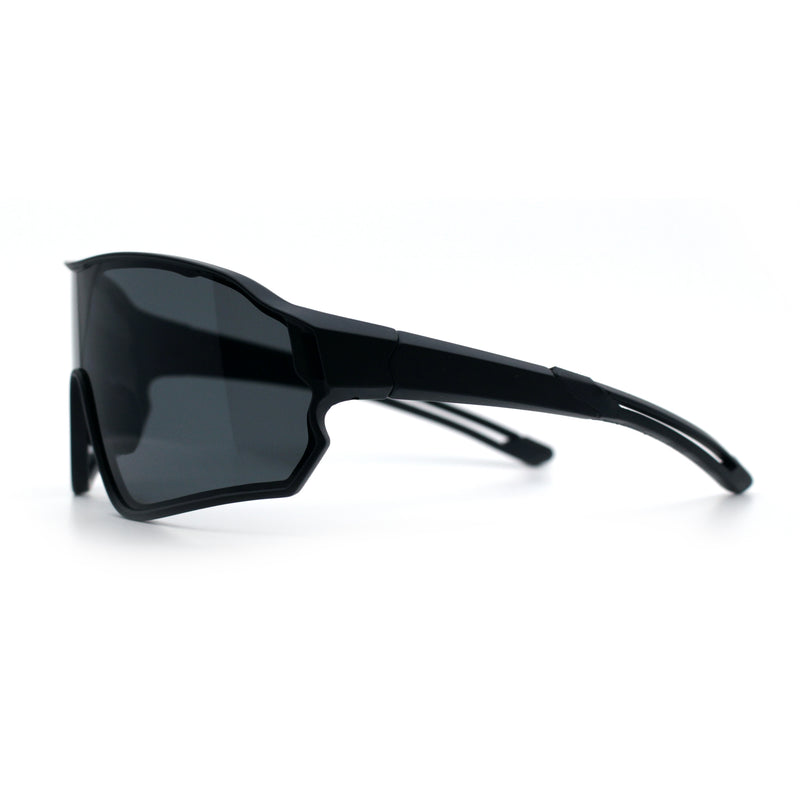 Mens Mirrored Classic Oversized Shield Windbreaker Wrap Plastic Sport Sunglasses