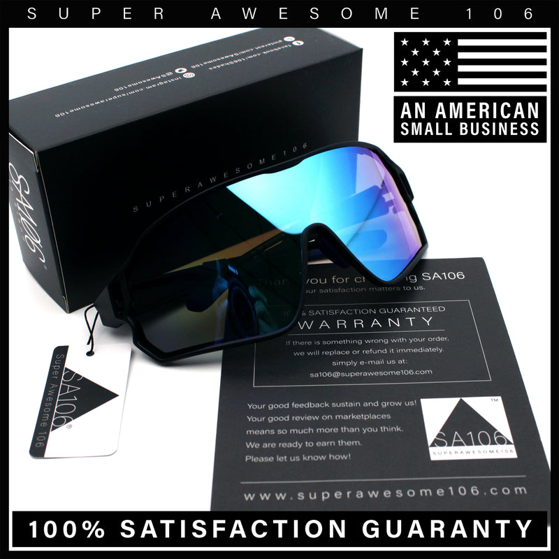 Mens Mirrored Classic Oversized Shield Windbreaker Wrap Plastic Sport Sunglasses