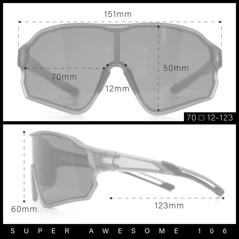 Mens Mirrored Classic Oversized Shield Windbreaker Wrap Plastic Sport Sunglasses