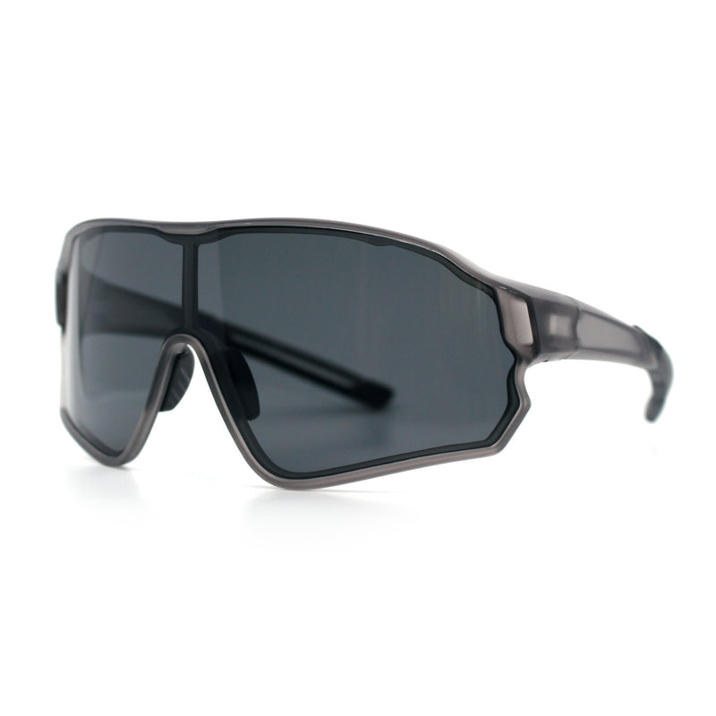 Mens Mirrored Classic Oversized Shield Windbreaker Wrap Plastic Sport Sunglasses