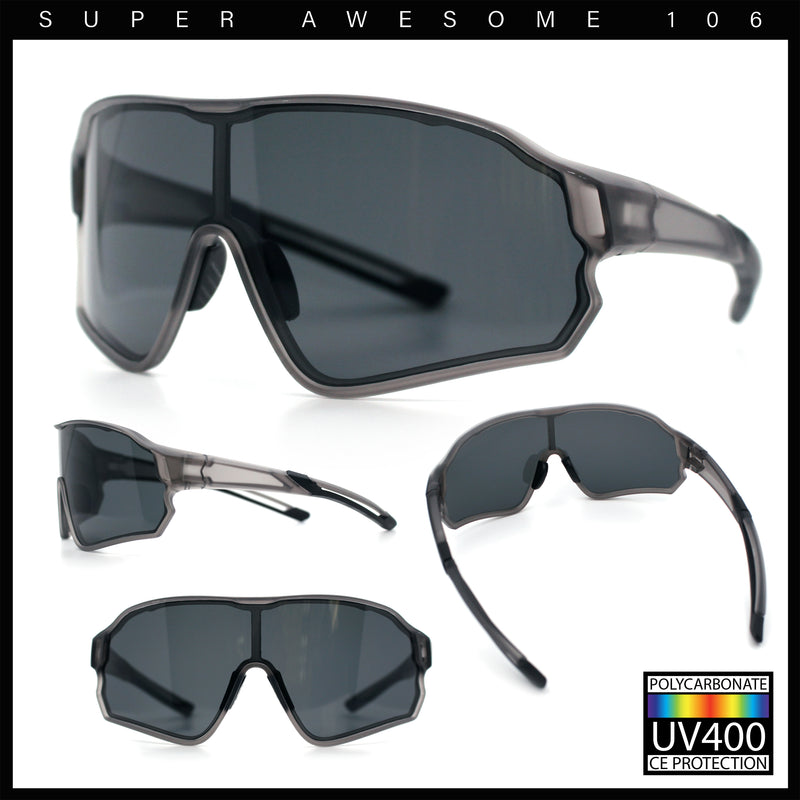 Mens Mirrored Classic Oversized Shield Windbreaker Wrap Plastic Sport Sunglasses