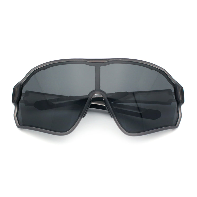 Mens Mirrored Classic Oversized Shield Windbreaker Wrap Plastic Sport Sunglasses