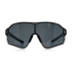 Mens Mirrored Classic Oversized Shield Windbreaker Wrap Plastic Sport Sunglasses