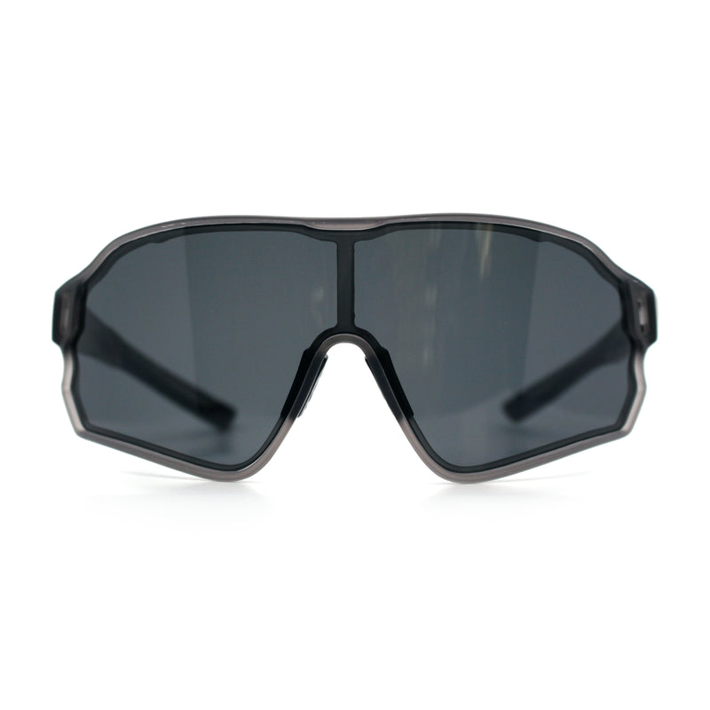 Mens Mirrored Classic Oversized Shield Windbreaker Wrap Plastic Sport Sunglasses