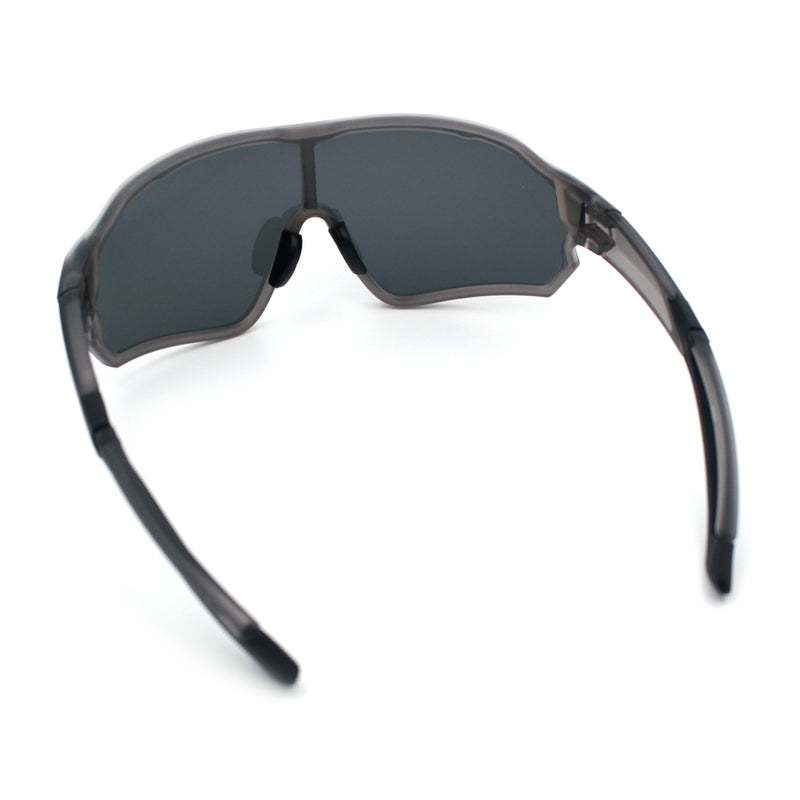 Mens Mirrored Classic Oversized Shield Windbreaker Wrap Plastic Sport Sunglasses