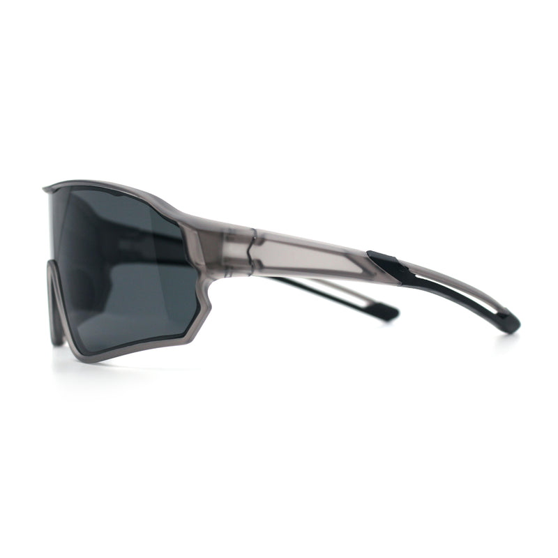 Mens Mirrored Classic Oversized Shield Windbreaker Wrap Plastic Sport Sunglasses