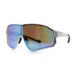 Mens Mirrored Classic Oversized Shield Windbreaker Wrap Plastic Sport Sunglasses