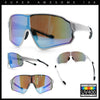 Mens Mirrored Classic Oversized Shield Windbreaker Wrap Plastic Sport Sunglasses