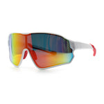 Mens Mirrored Classic Oversized Shield Windbreaker Wrap Plastic Sport Sunglasses