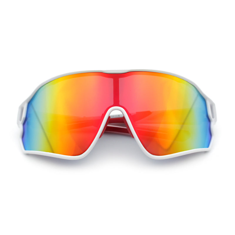 Mens Mirrored Classic Oversized Shield Windbreaker Wrap Plastic Sport Sunglasses