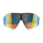 Mens Mirrored Classic Oversized Shield Windbreaker Wrap Plastic Sport Sunglasses
