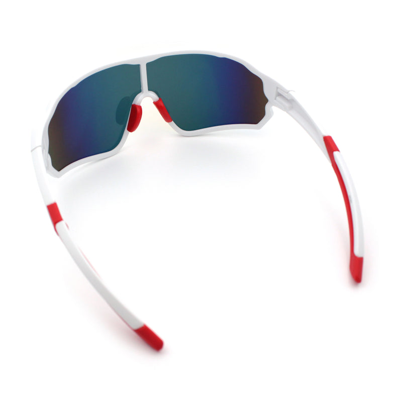 Mens Mirrored Classic Oversized Shield Windbreaker Wrap Plastic Sport Sunglasses