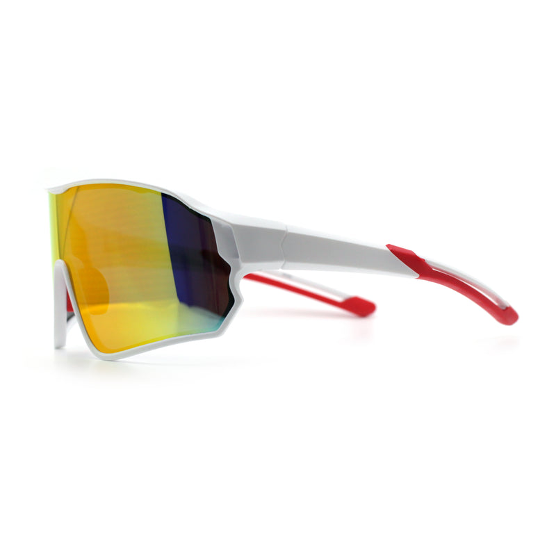 Mens Mirrored Classic Oversized Shield Windbreaker Wrap Plastic Sport Sunglasses