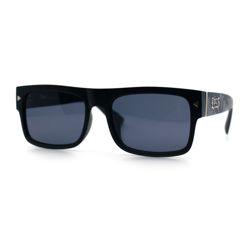 Locs Mens Square Rectangle Horn Rim Gangster Pot Leaf Camo Arm Sunglasses