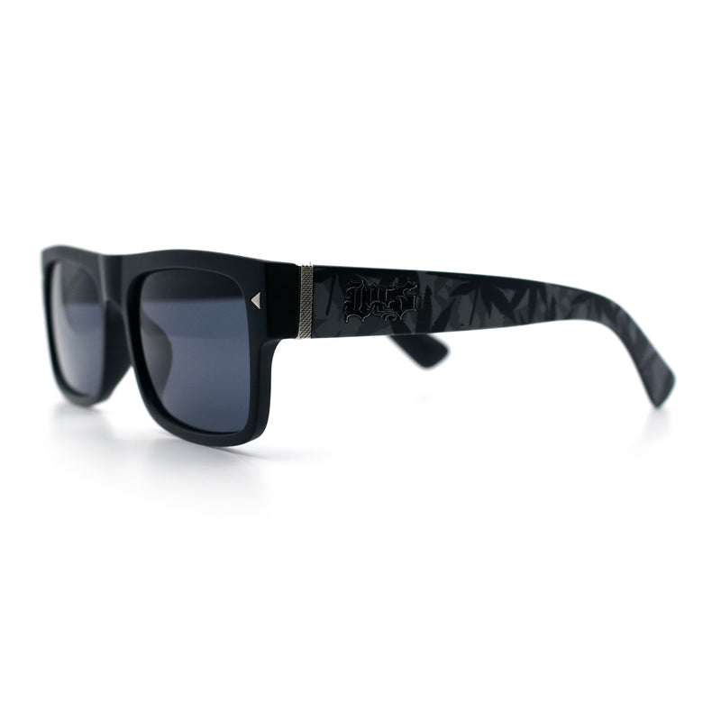 Locs Mens Square Rectangle Horn Rim Gangster Pot Leaf Camo Arm Sunglasses