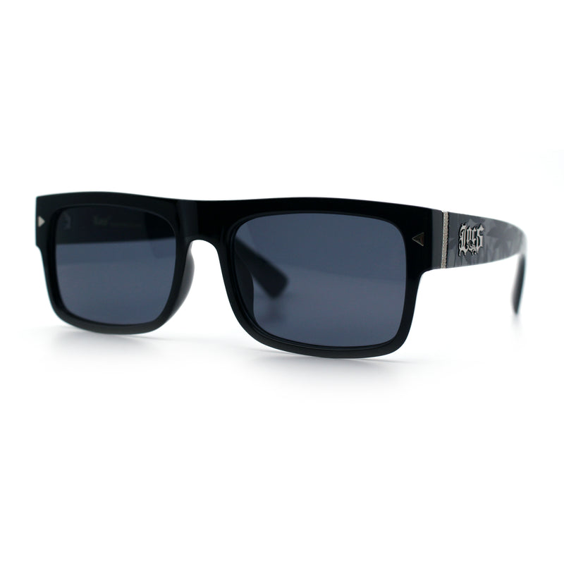 Locs Mens Square Rectangle Horn Rim Gangster Pot Leaf Camo Arm Sunglasses