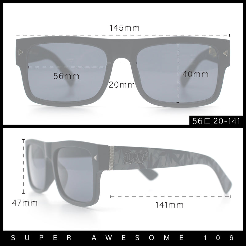 Locs Mens Square Rectangle Horn Rim Gangster Pot Leaf Camo Arm Sunglasses