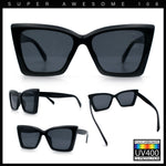Womens Oversized Rectangle Cat Eye Plastic Retro Mod Minimal Sunglasses
