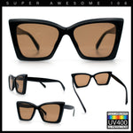 Womens Oversized Rectangle Cat Eye Plastic Retro Mod Minimal Sunglasses