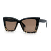 Womens Oversized Rectangle Cat Eye Plastic Retro Mod Minimal Sunglasses